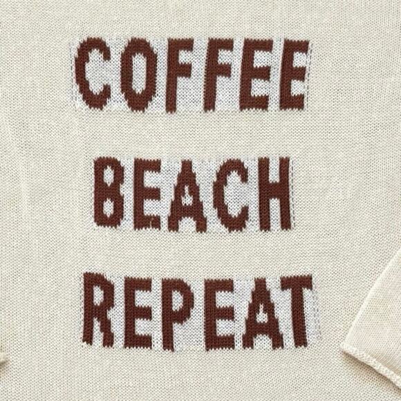 Gilli Coffee Beach Repeat Sweater Beige and Brown Knit Pullover Top Size Small - Picture 3 of 7
